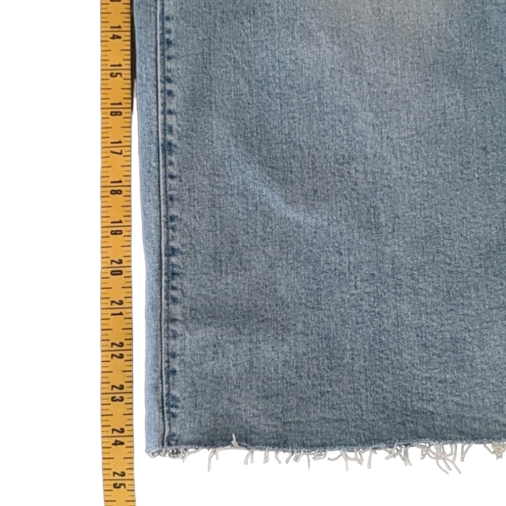 TIME AND TRU High Waisted Wide Leg Jeans 14  Button Up Stretch Raw Hem Cropped - Picture 11 of 16